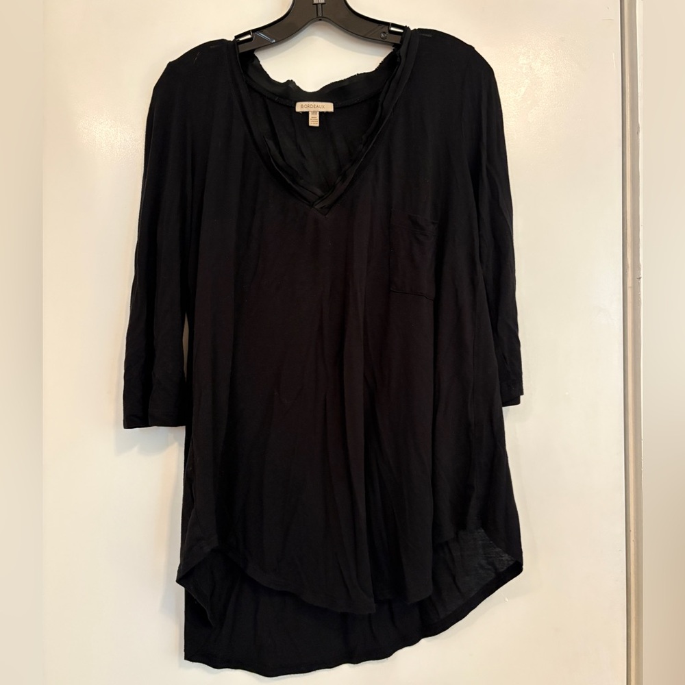 Bordeaux Black Long Sleeve Women's Top, Size M